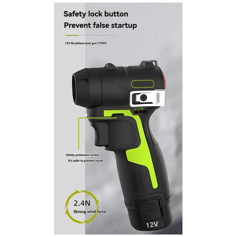 A73E-Cordless Rechargeable Blower 190W Max Speed 130000Rpm 2.4N For Worx 12V Green Battery Not Included Screwdriver Power Tools