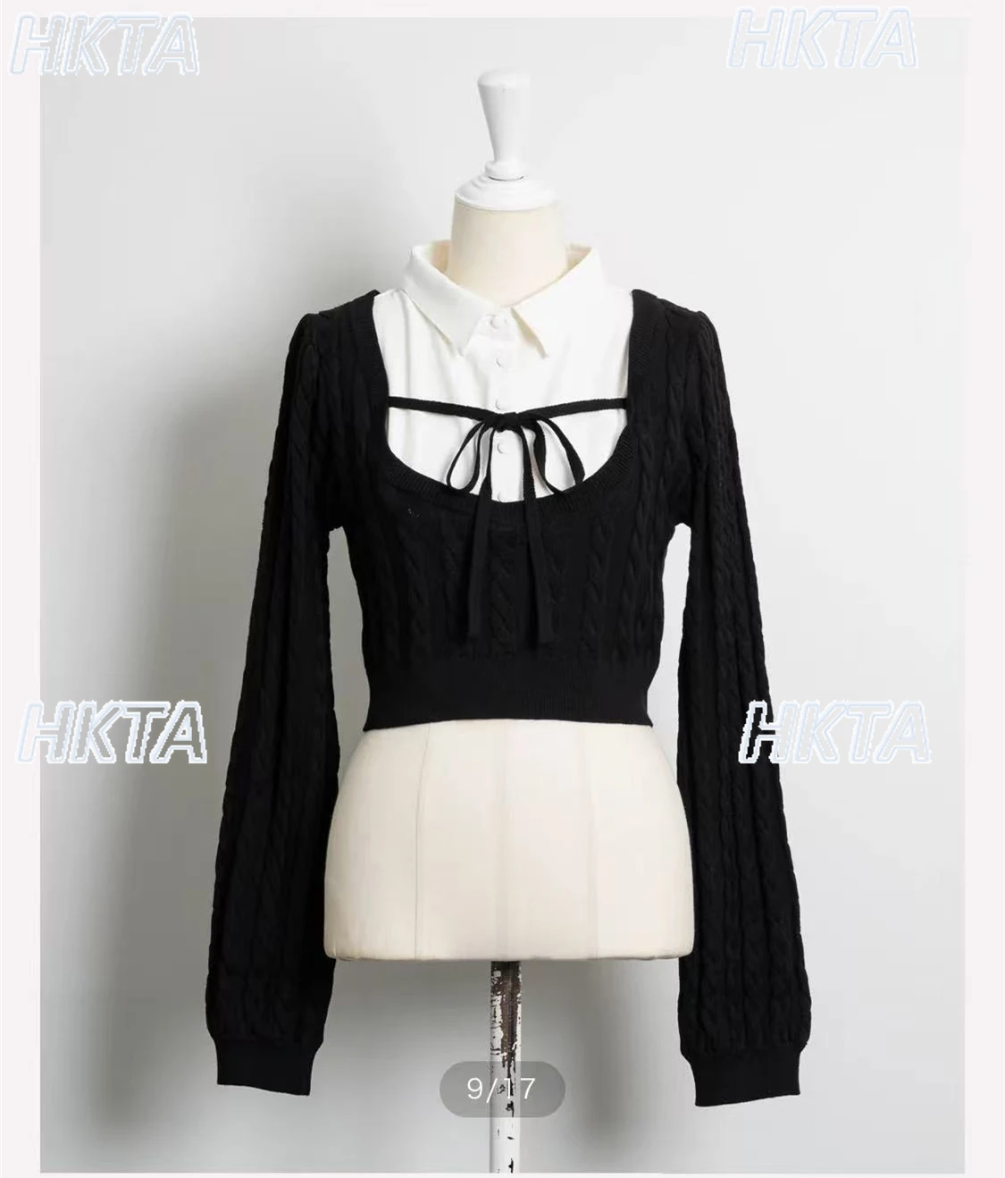 

Japanese College Shirt Collar Patchwork Lace-up Sweater Pullover Women Autumn New Fashion Versatile Long Sleeve Sweaters Top