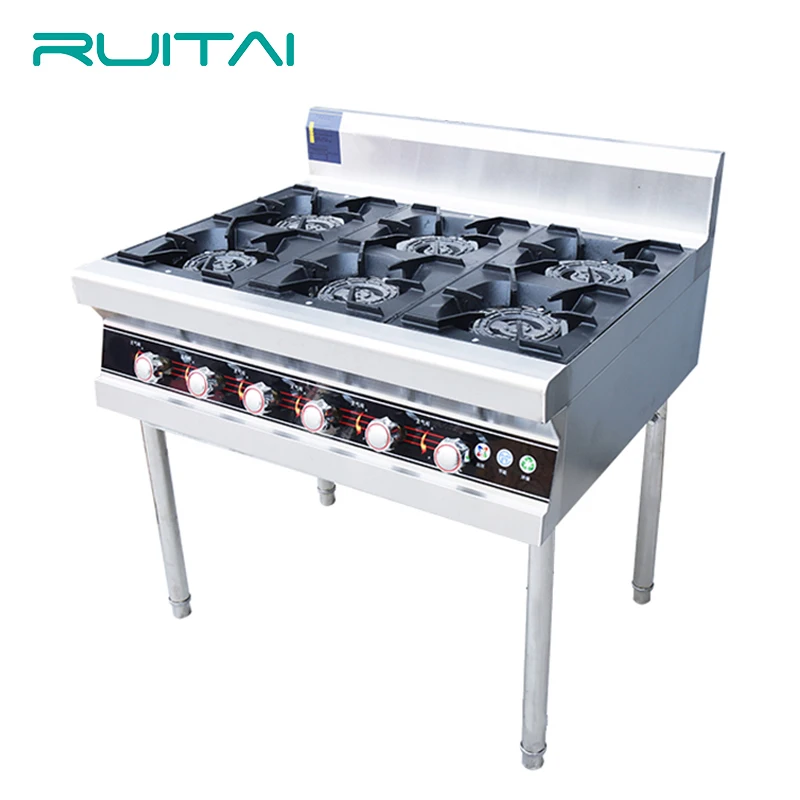 Hotel Restaurant Industrial Kitchen 201 Stainless Steel Gas Stove Commercial Gas Stove 8 Burner