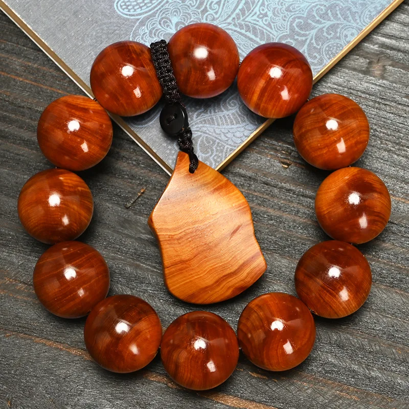 

Taihang Thuja Wood Beaded Bracelet 2.0 Chenghua Red Oil Translucent High Oil Density Strong Fragrant Bracelet Gifts