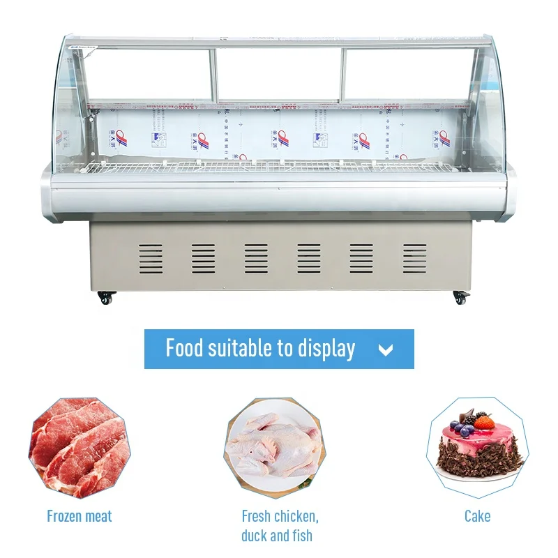 Commercial meat freezing counter butcher display refrigerator