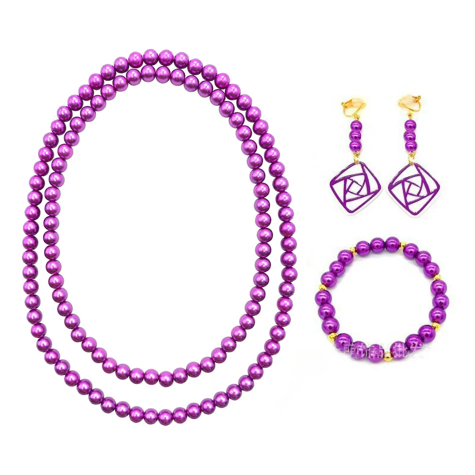 Movie Wish Asha Princess Same Jewelry Girl's Purple Necklace Earrings Cloak Jewelry Girl Cosplay Necklace Earrings Cape