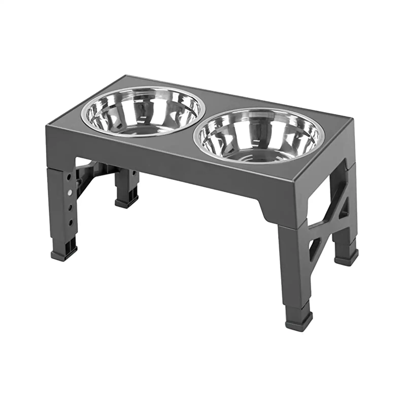 Raised Dog Bowl AntiSlip Adjustable to 5 Height 2 Stainless Steel Bowls Dog Bowl with Stand for Small Medium Large Dogs Cats