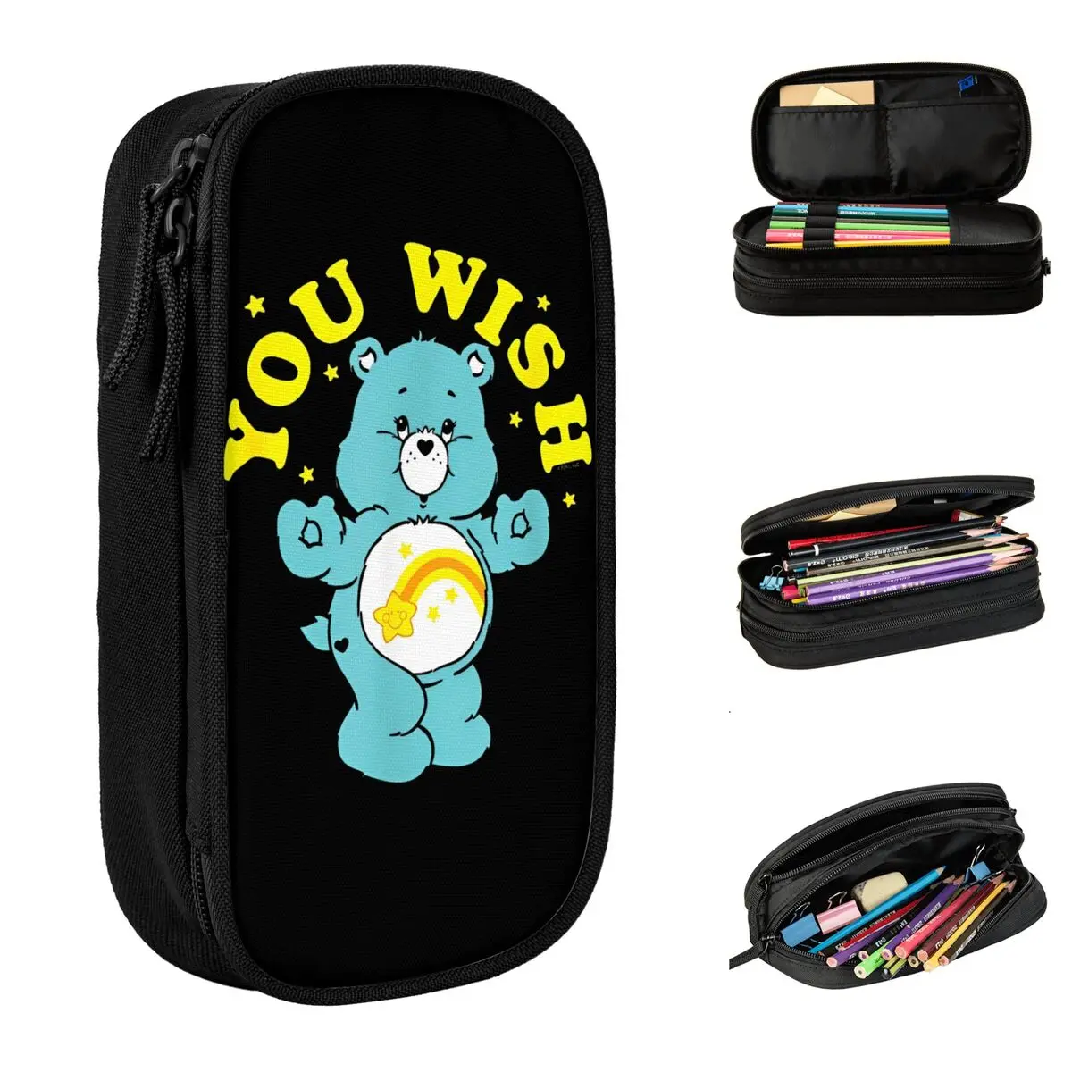 Fashion Care Bears You Wish Pencil Case Pencilcases Pen Box for Student Large Storage Bags Students School Gift Stationery