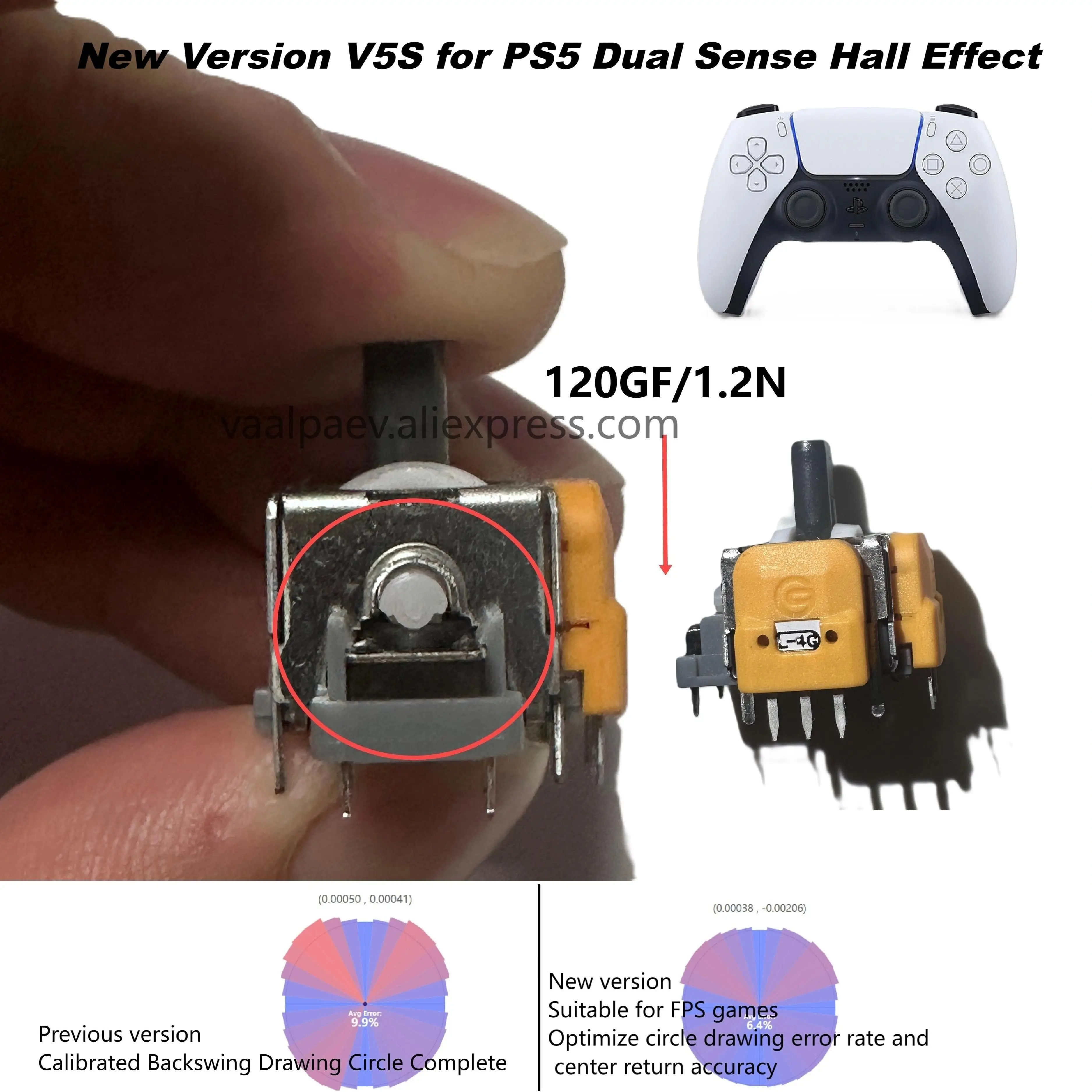 NOWA wersja V5S dla PS5 Dual Sense PS4 DualShock 4 XBOX Hall Effect 3D Analog Joystick Gaming Grade Modyfikacja części hurtowych — zdjęcie produktu 6