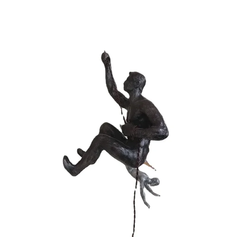 Indoor Ornament Shown Modern Art Metal 3D Abstract Bronze Climbing Man Wall Sculpture Home Decor