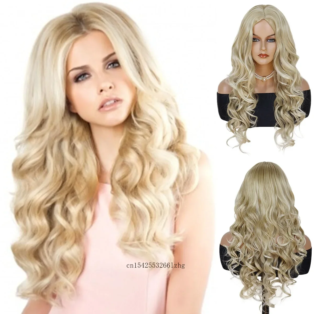 

GNIMEGIL Synthetic Hair Blonde Wigs for Women Long Curly Wig Middle Parting Hairstyle Body Wave Wig Cosplay Halloween Lolita