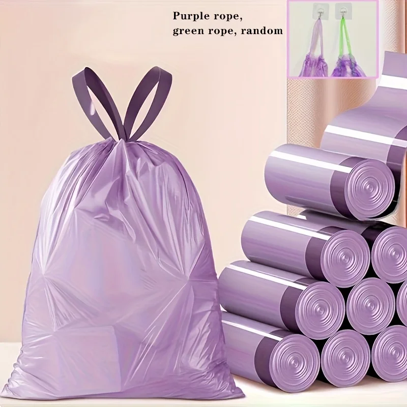 

Purple Drawstring Trash Bags, 100-Count Strong for Kitchen, Home, Office - Leak Resistant & Easy Tie