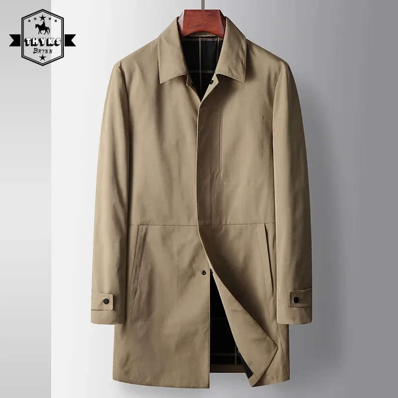 Gabardina de alta calidad para hombre, chaqueta informal lisa de estilo inglés, abrigos sin planchado para exteriores, Primavera