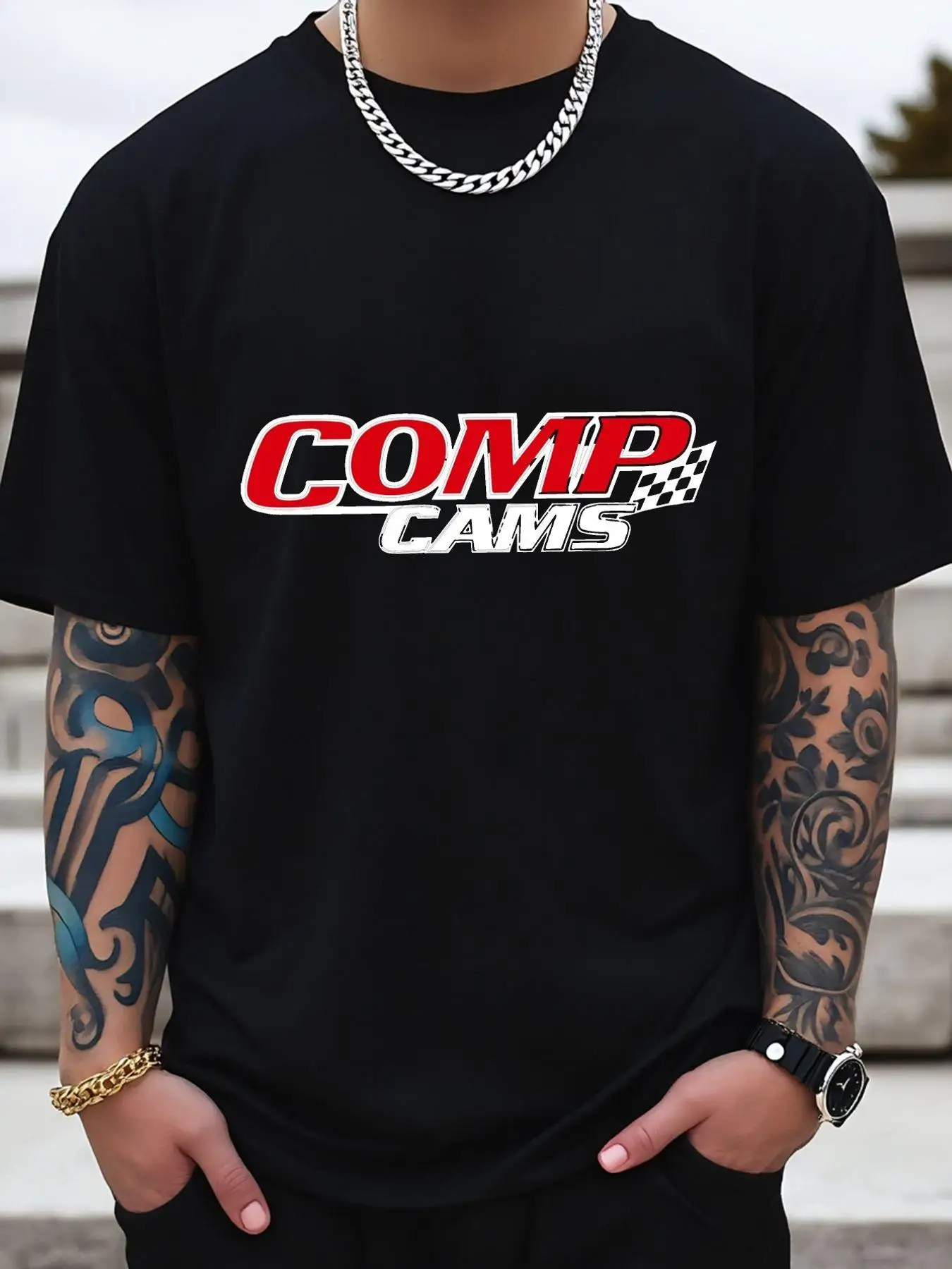 Oversized Printed T-Shirt Men's Black Casual Oversized T-Shirt - 