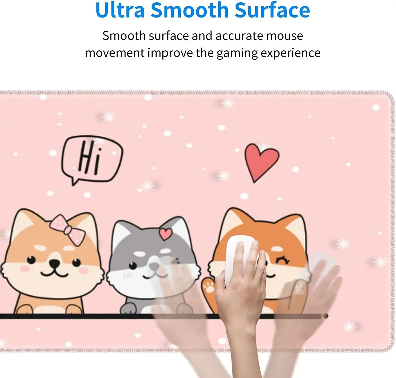 Kawaii لطيف الكلب الوردي الألعاب ماوس الوسادة XL عدم الانزلاق المطاط قاعدة ماوس حواف مخيط وسادة للمكتب تمديد الفئران Pad31.5X11.8 بوصة #6