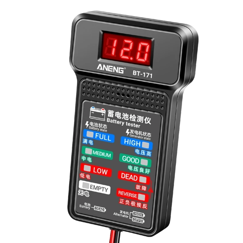 Máy kiểm tra pin ô tô Máy phân tích kỹ thuật số 12V Công cụ kiểm tra ô tô Kiểm tra điện áp Dropship