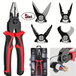 5 in 1 Multi-tool Pliers Set Quick Change Plier Head Set With Wire Cutters Scissors Cable Cutter Wire Stripper Crimping Pliers