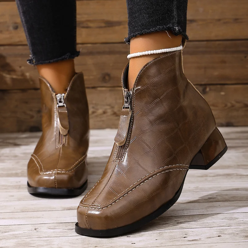 

Женские винтажные узкие ботильоны, осень/зима, мягкая кожа, элегантный массивный каблук, современные модные короткие ботинки