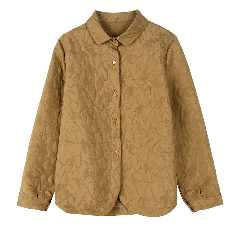 Lightweight Cotton Jacket for Women's Spring Autumn 2025 New Middle-aged Mother Cotton Coat Green Casual Warm Top Outerwear