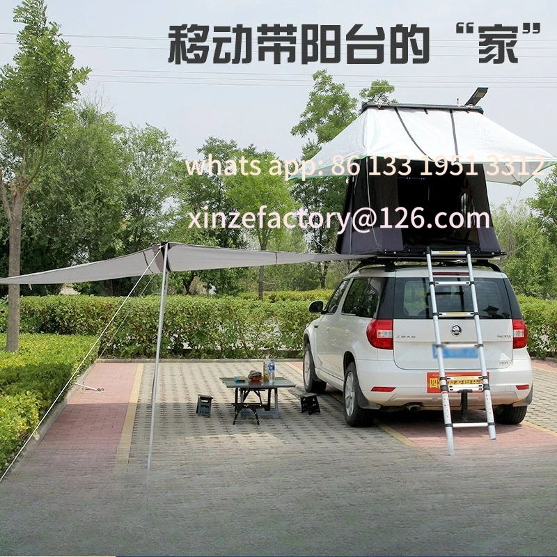 Customizable roof camping tent with skylight triangular diagonal support outdoor convenient quick drive