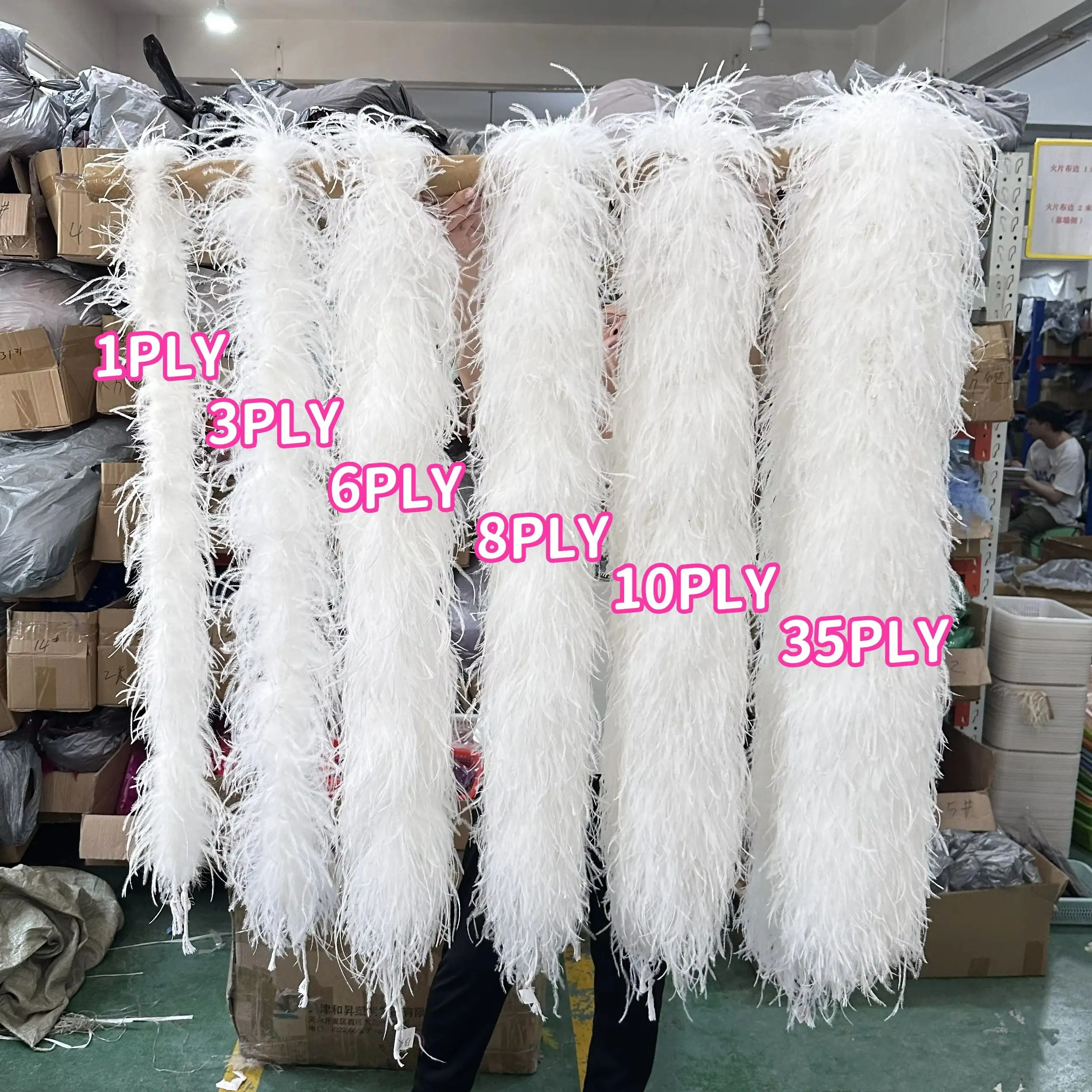 2Meter/lot Natural White Ostrich Feathers Boa 3 6 8 10 35Ply High Quality  Feathers Shawl Wedding Carnival Clothing Sewing Plume