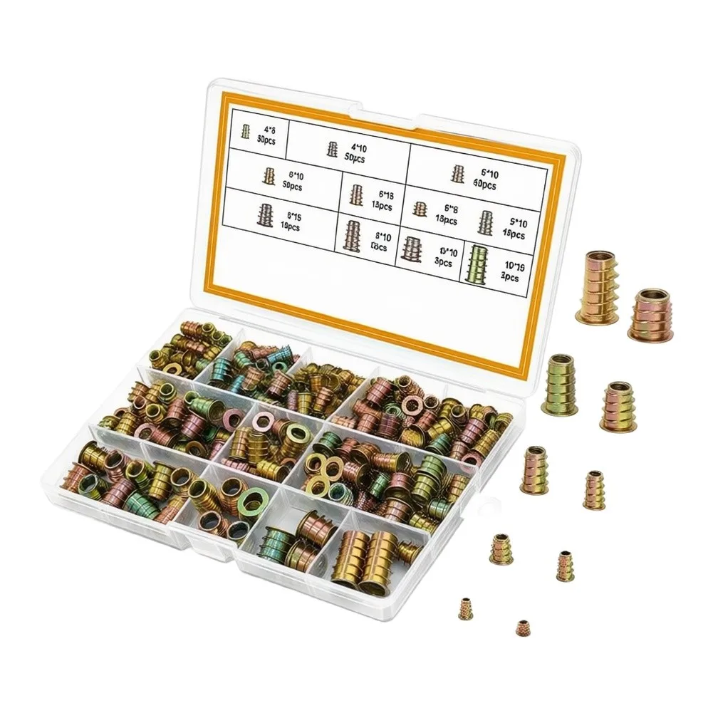 Threaded Inserts for Wood Zinc Alloy Hex Socket Nuts 230 pcs to Coarse External Internal Threads for Cabinets Tables