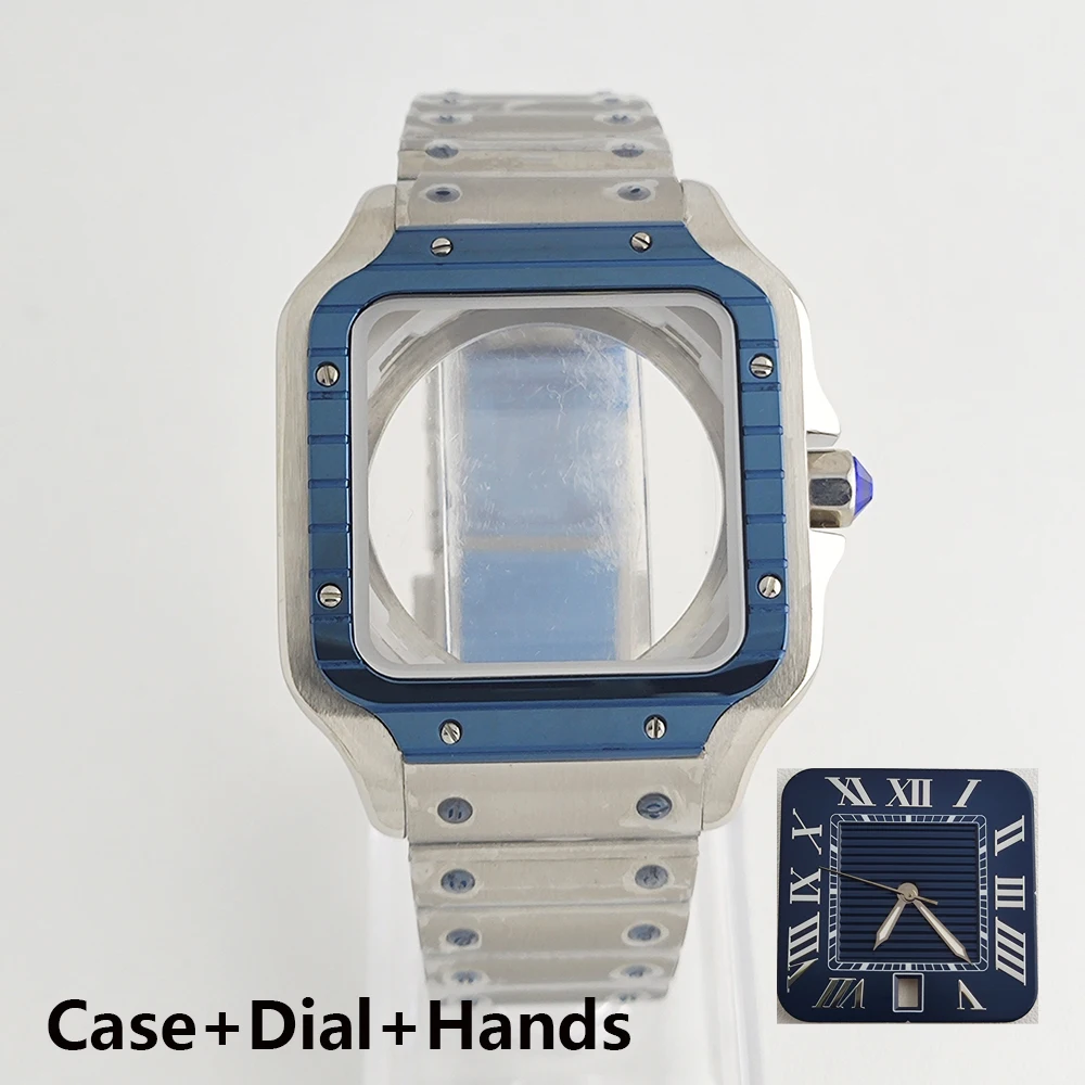 Nh35 dial quadrado dial roma dial caixa de relógio fivela dobrável caso quadrado caber nh35 nh36 movimento acessórios relógio