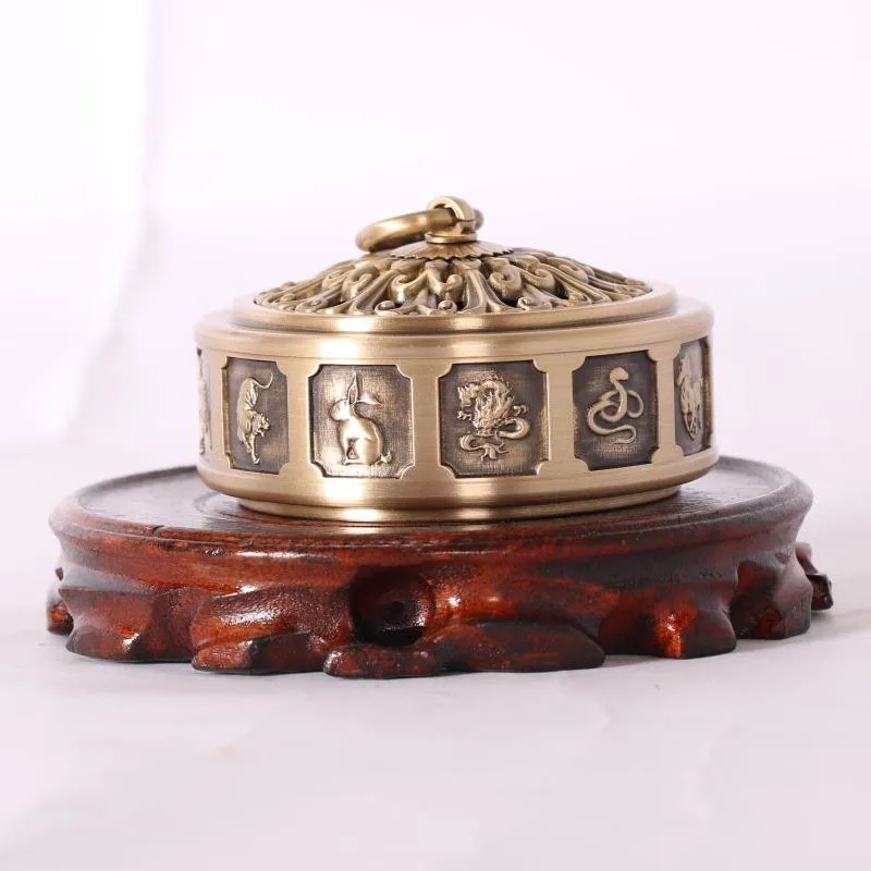 All-brass twelve zodiac sandalwood incense burner