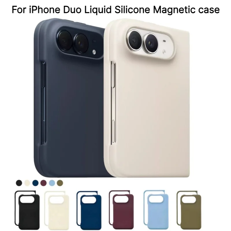 Original 1:1 Liquid Silicone Skin Feel Magnetic Phone Case for IPhone Duo for Magsafe Shockproof Screen Protection Film Cover