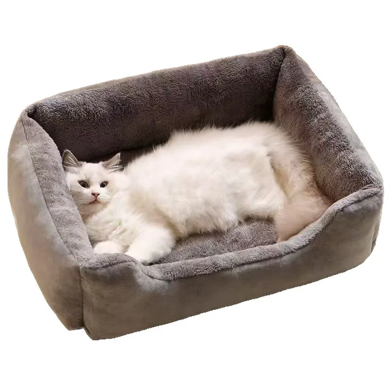 Luxury Elevated Polyester Dog Bed Water-resistant Bottom Solid Memory Foam Durable Fabric Plush Bed Rectangle Removable Cover