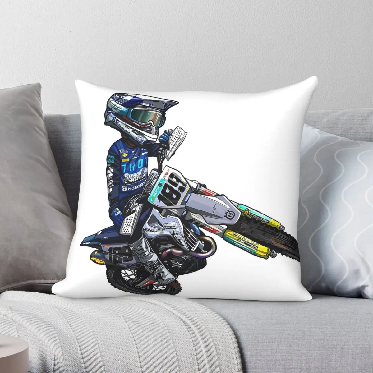 Dirt Bike 189 Square Pillowcase Polyester Linen Velvet Pattern Zip Decorative Throw Pillow Case Bed Cushion Cover 45x45