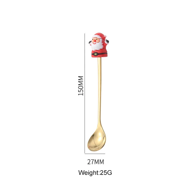 6pcs Christmas Gift Cutlery Spoon Fork Set Stainless Steel Elk Decoration Dessert Tableware Festival Accessories