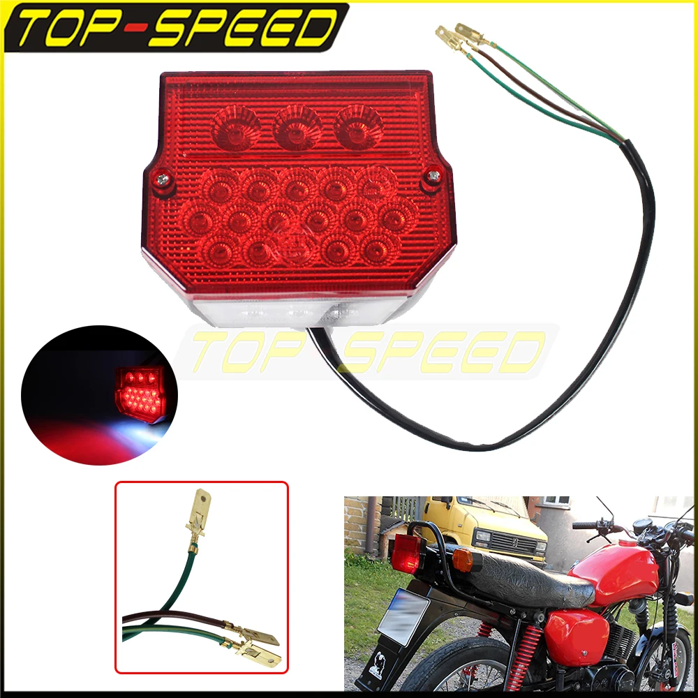 LED Tail License Plate Lamp Brake Stop Light For Suzuki TS125 150 250 MZ ETZ 250 251 301 Simson SR50 S51 Motorcycle Taillight