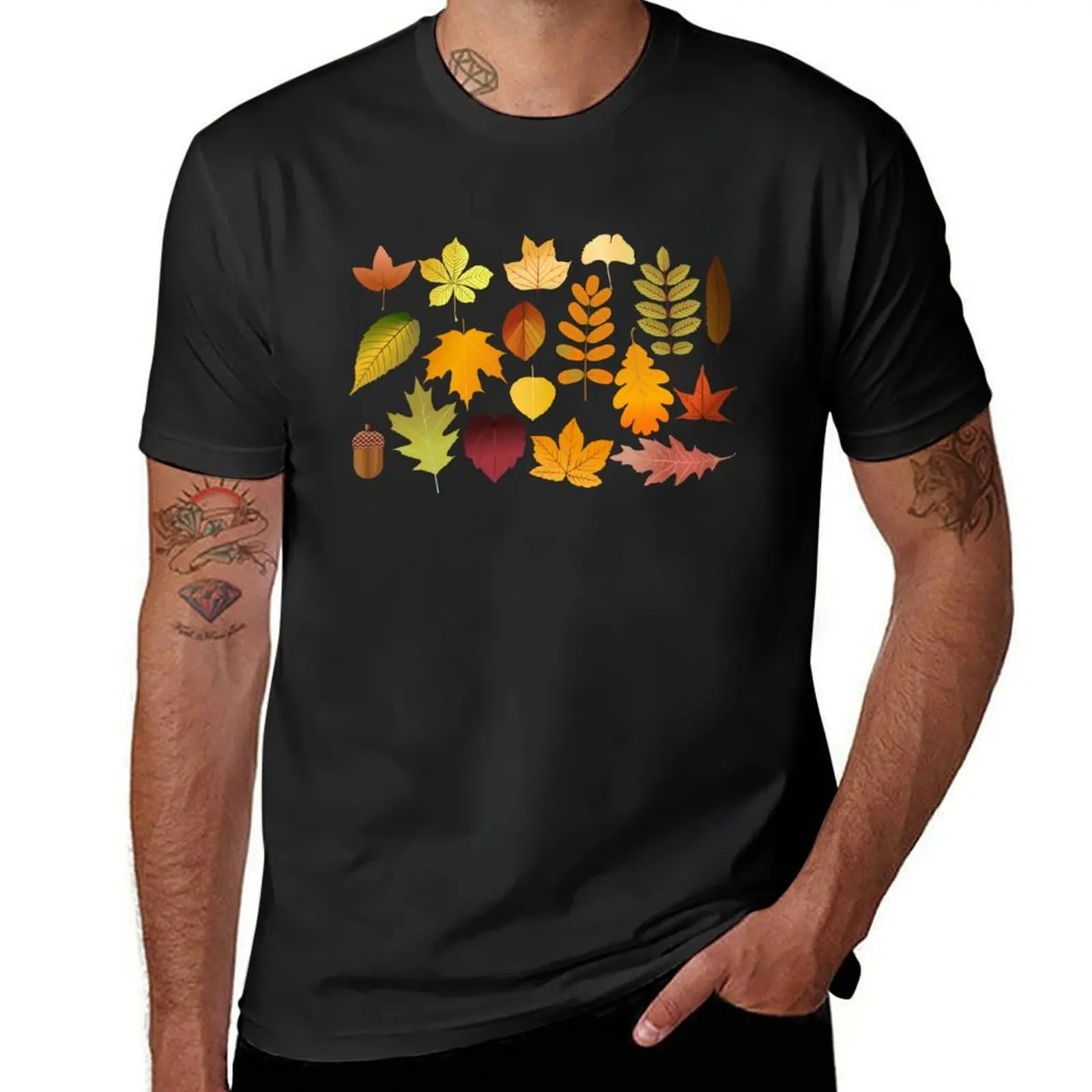 Autumn Leaf Pattern Sticker Set - Redbubble Sticker T-Shirt vintage oversized Short sleeve tee men