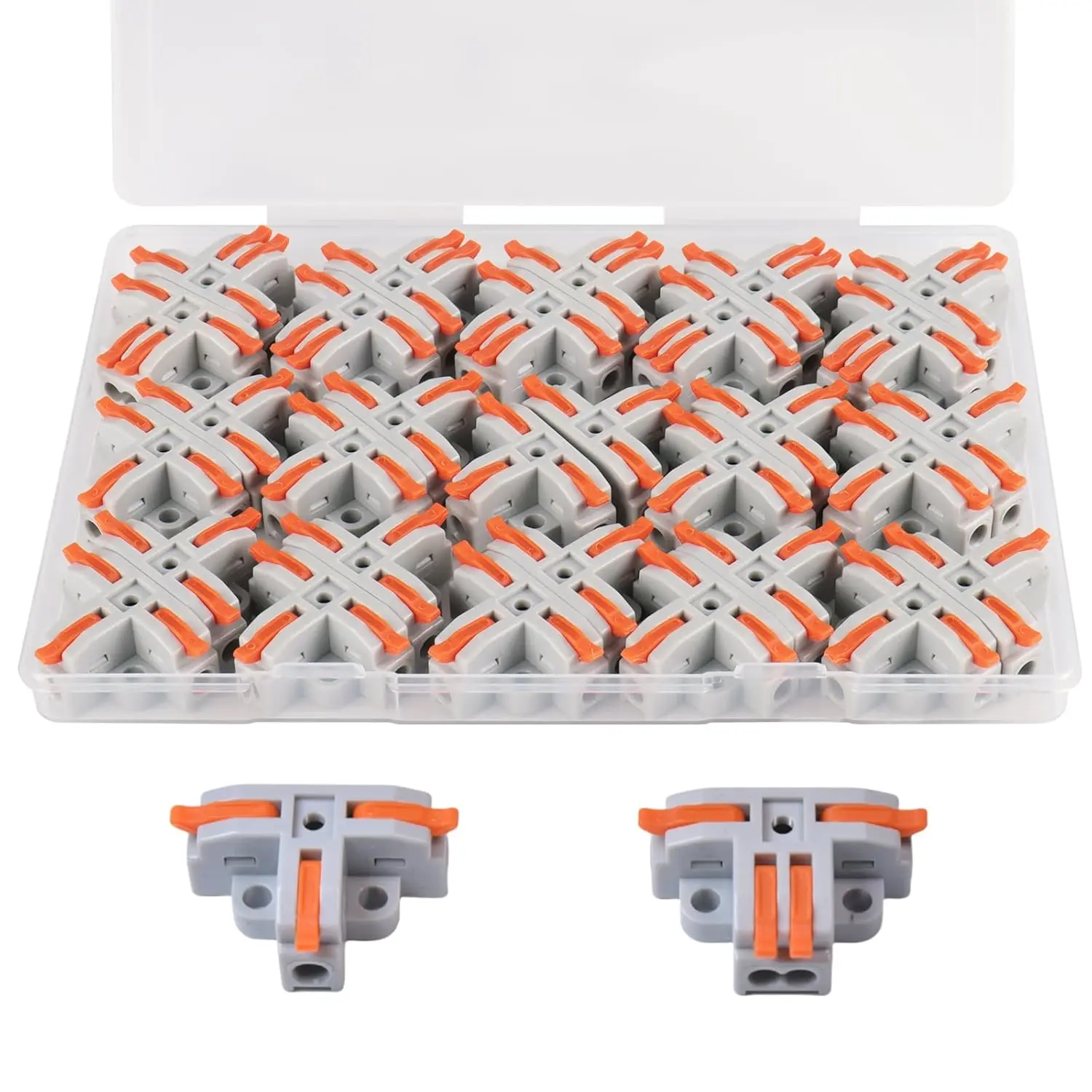 30 PCS T-Tap Wire Connectors Lever Connectors Push-in 1 in 2 and 3 Out Electrical Wire Splitter Assortment Kit