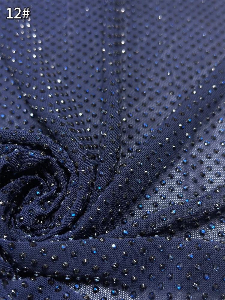 New Design Luxury French African Handmade Stones Tulle lace Latest Embroidery Mesh Lace Nigeria Fabric For Wedding Dress