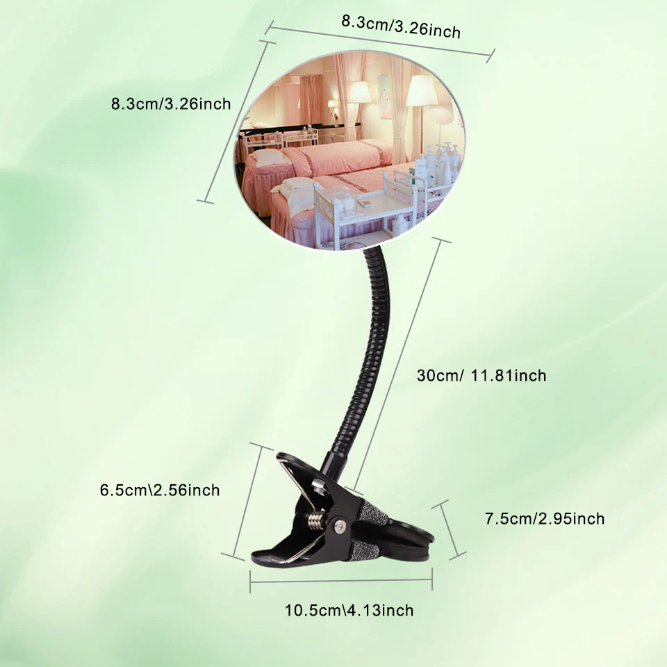 Clip On Desk Office Makeup Mirror 360°rotation/HD Cosmetic Mirror Safety Flexible Clip-on Mirror for Grafting Eyelash Extensions