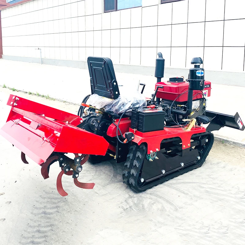 

Customized Mini Multifunctional Crawler Tractor Rotary Tiller Farm Cultivator Plowing Machine With Multiple Attachments