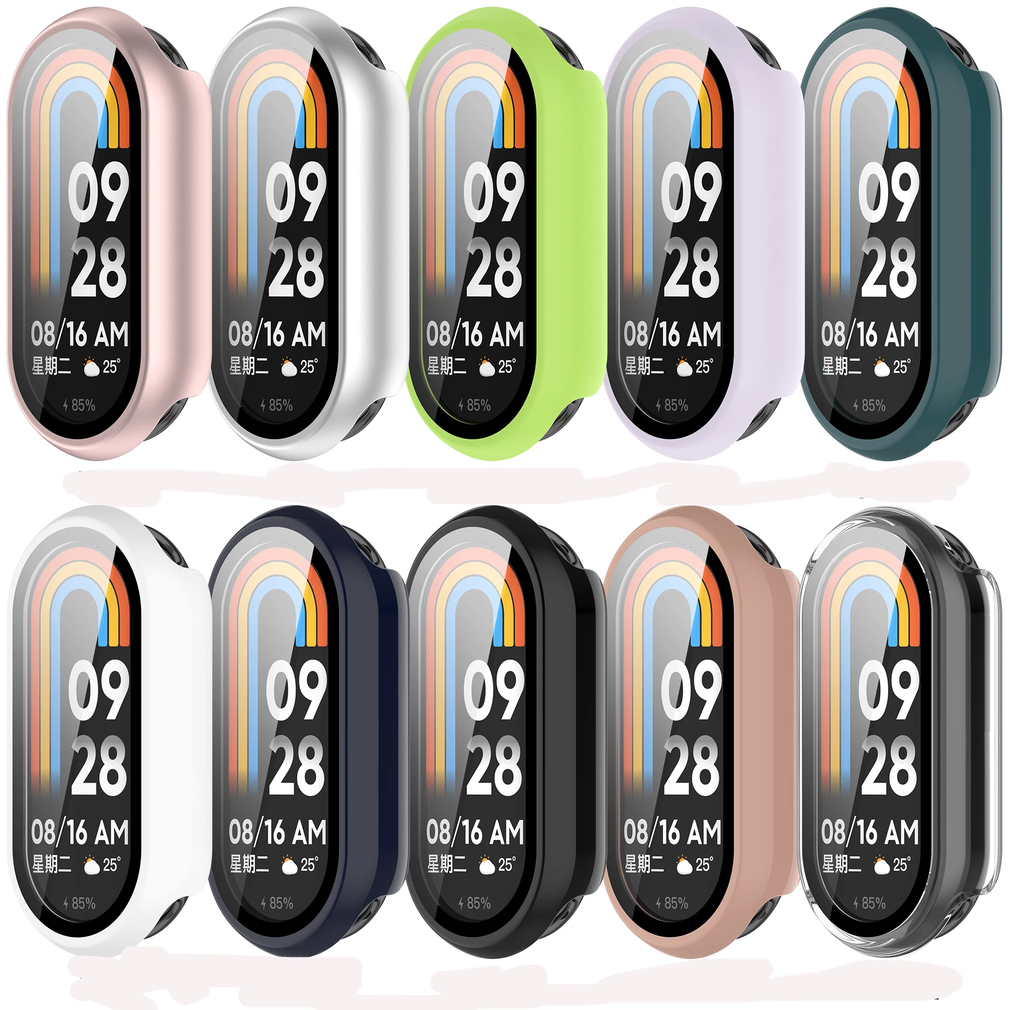 

Case+Glass For Xiaomi Mi Band10/9Anti-scratch Protective Cover All-around PC Screen Protector For Mi Band 8 Bumper Cover Shell