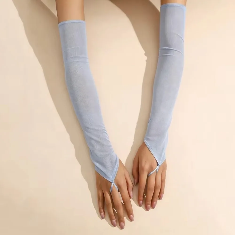 Romantic Transparent Mesh Gloves Elastic Sheer Long Gloves Sun Protection Long Hook Finger Bridal Gown Accessories Travel