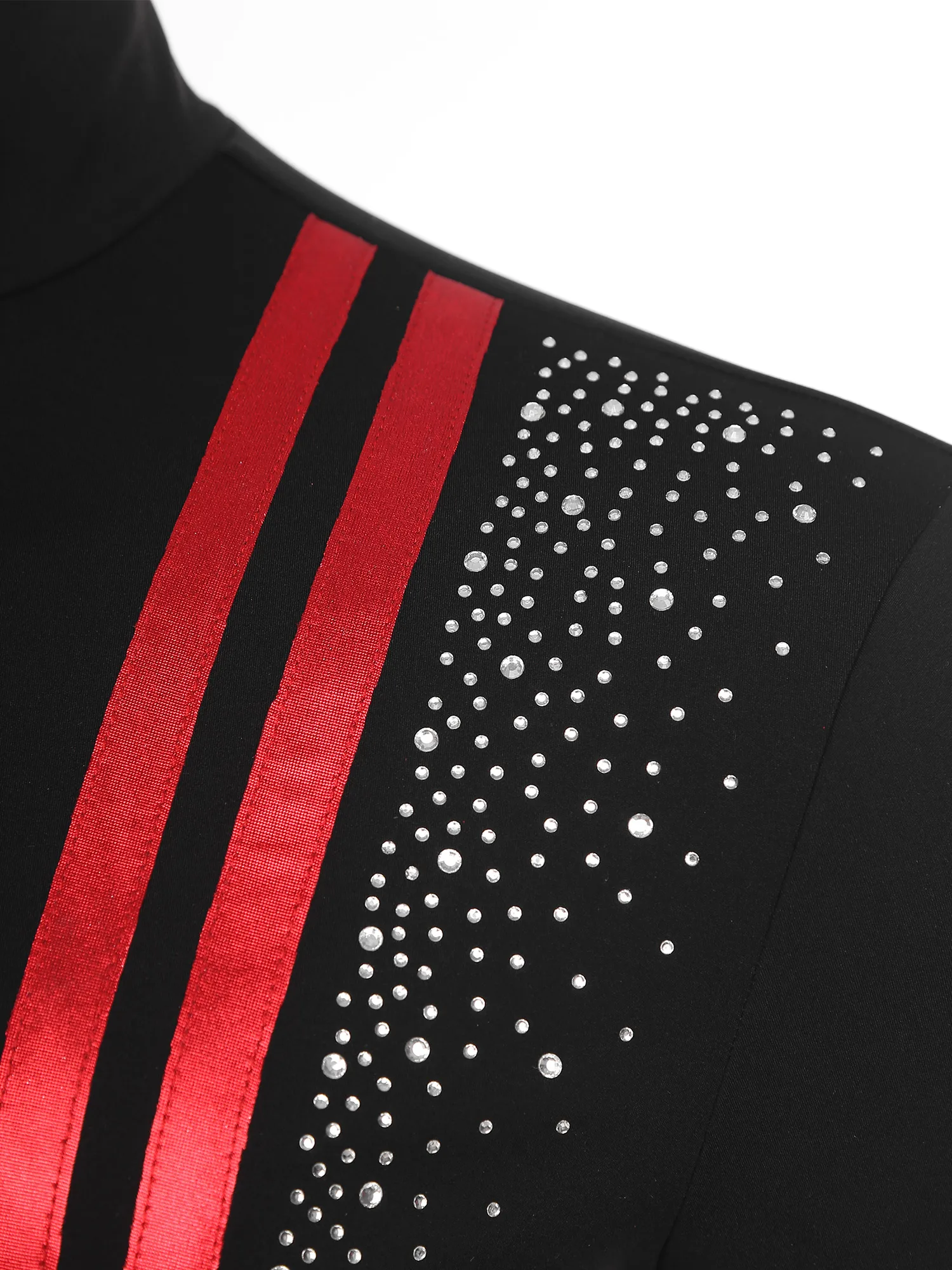 남성용 라디언트 피겨 스케이팅 재킷 우아한 메탈릭 스트라이프와 라인스톤 발레 라틴 댄스 의상 아이스 퍼포먼스용