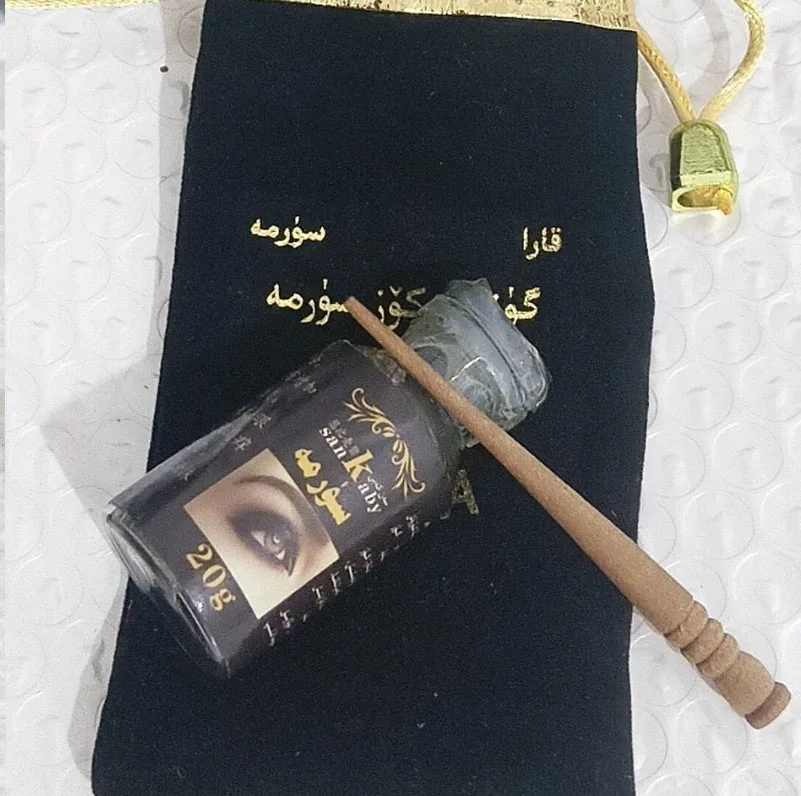 20g Natural BLACK Surma Sormeh Ithmid Kajal Kohl Powder Color lasting Traditional Tool