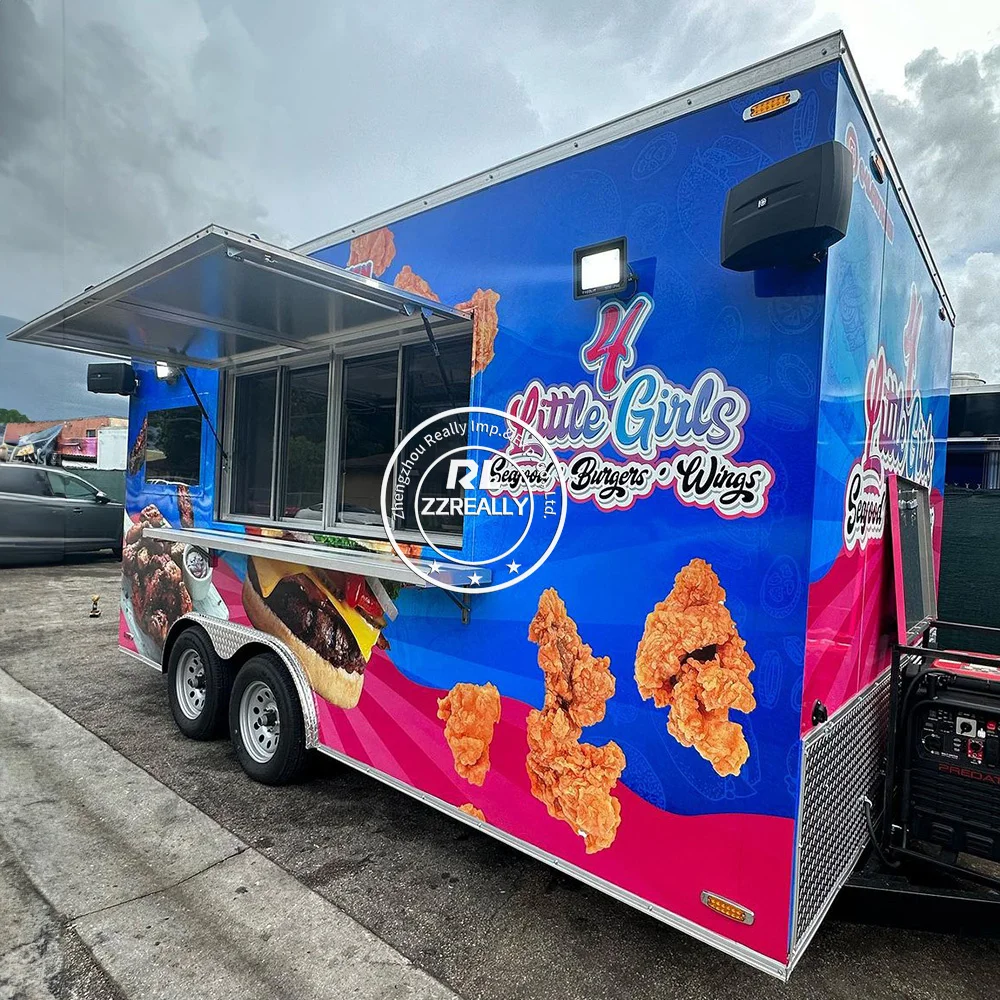 Square  DOT Certified stainless steel  Food Trailer Concession Trailer for Sale Truck Mobile Food Vending Cart