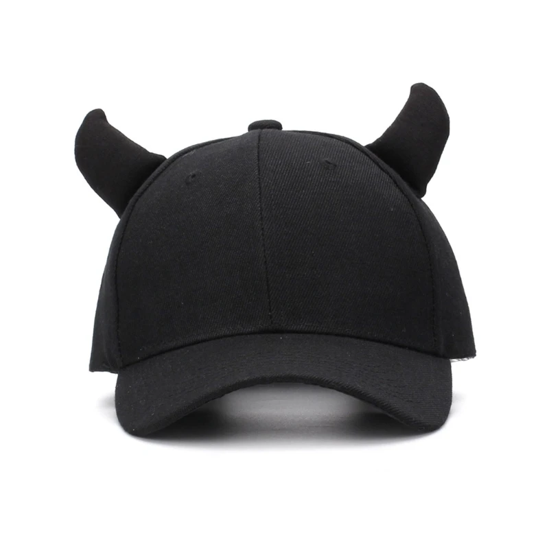 Harajuku Sun Hat with Devil Horn Baseball Caps Adjust Head Size Sun Hat Cycling Climbing Travel Visor Hat for Girl Woman