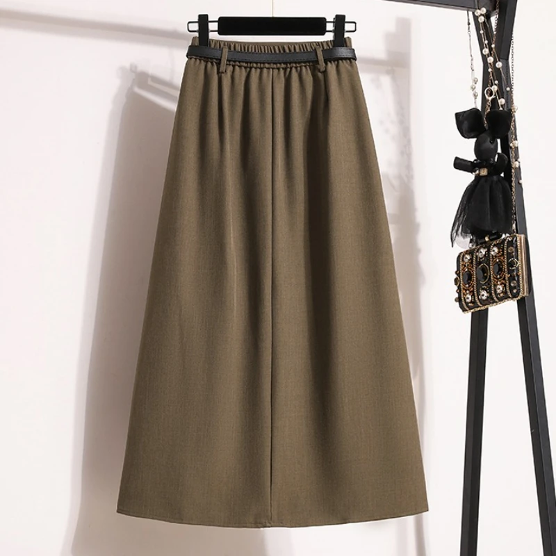 Women's Solid Simplicity Casual Chic Skirt Plus Size Suit Skirts Autumn Winter Fashion New A-line Temperament Large Size Skirt image 3