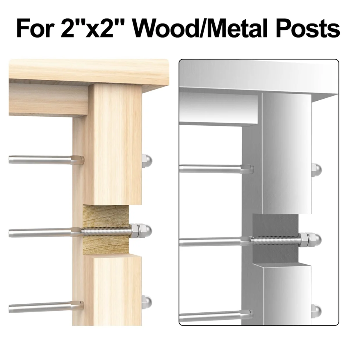 

Cable Railing Swage Threaded Stud Tension End Fitting Terminal for 1/8In Deck Cable Railing,for 2x2In Wood/Metal Post