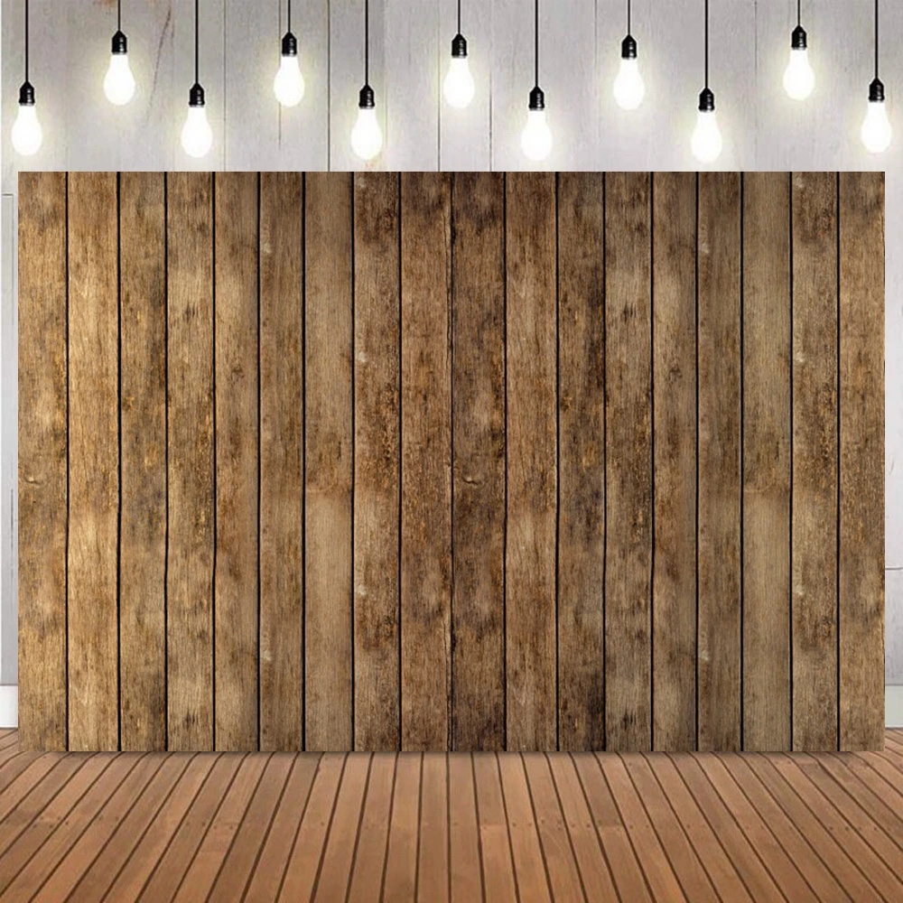 ไม้ผนังการถ่ายภาพฉากหลังสีน้ําตาลสีขาวสีเทาไม้ Baby Shower Birthday Party Decor พื้นหลัง Photobooth สตูดิโอ Props