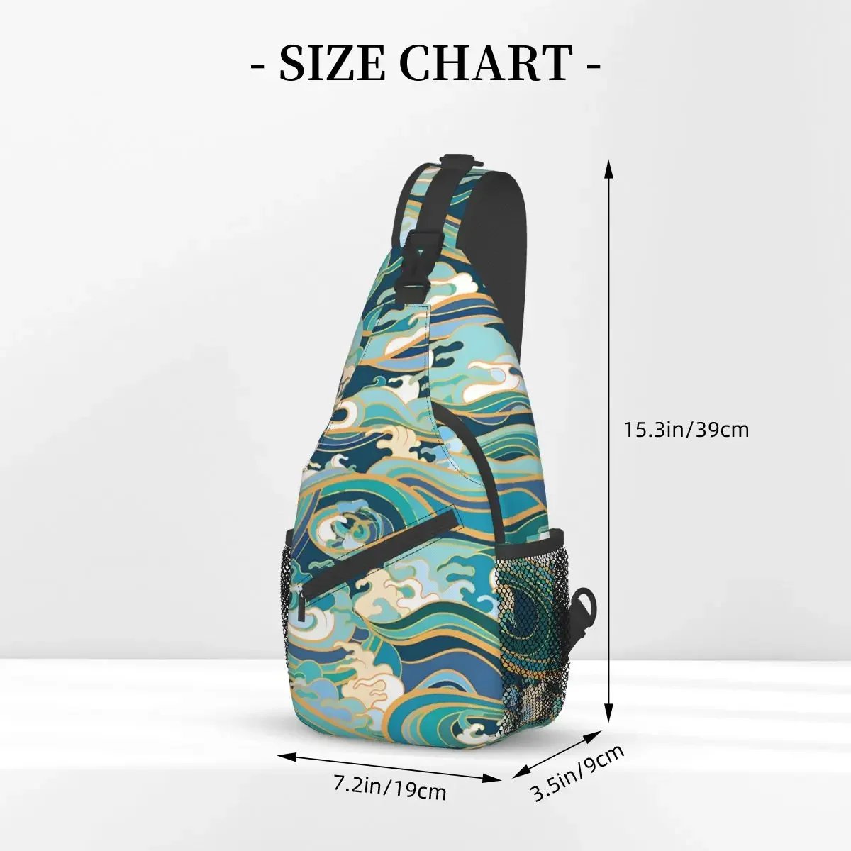 Traditional Oriental Ocean Crossbody Chest Bags Japanese Style Pockets Travel Pack Messenger Sports Teens Shoulder Bag Unisex