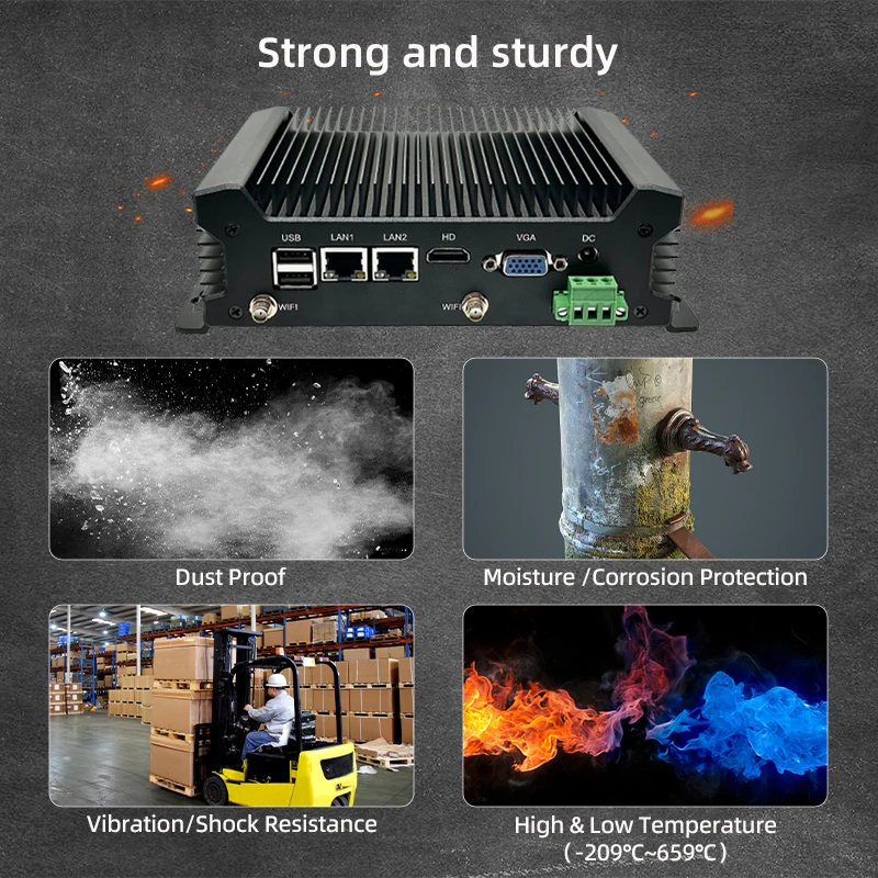 Brand-new 8th Gen  Core I7 Fanless Embedded Industrial Computer DDR4 8GB Memory 256GB SSD Win7/10/Linux OS 2x RJ45 LAN