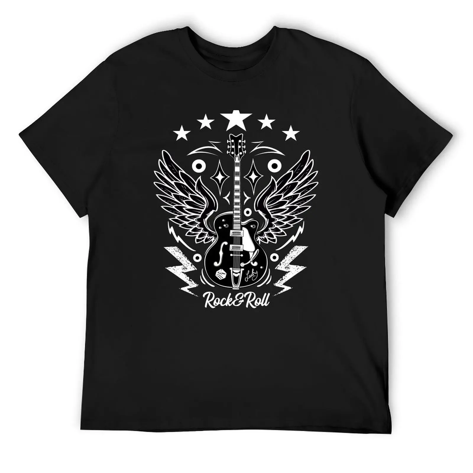 Retro Guitar Wings Rock Rockabilly Vintage Classic Rock and Roll Sock Hop Dance Party T-Shirt for a boy mens funny t shirts