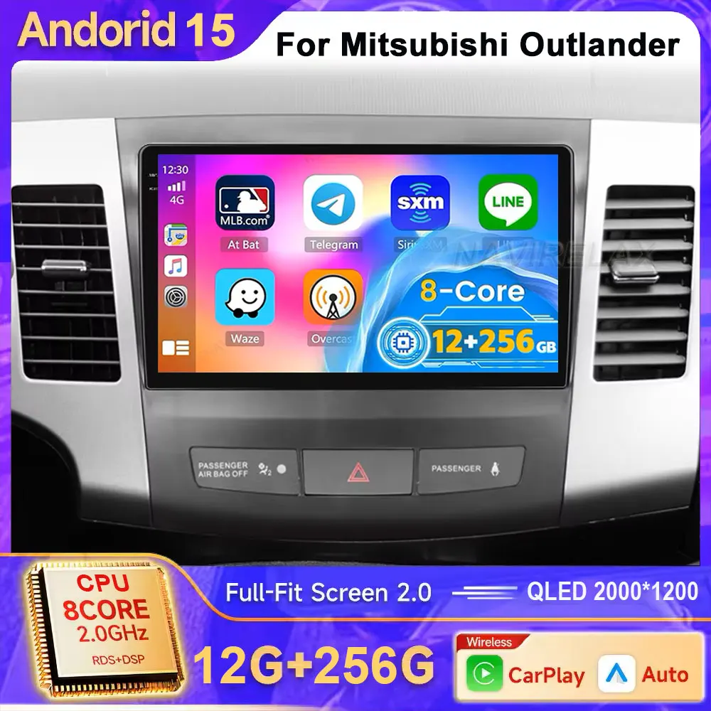

CarPlay Android 15 для Mitsubishi Outlander 2005-2013 Citroen C-Crosser Peugeot 4007 Android автомобильный радиоприемник мультимедийный стереоплеер