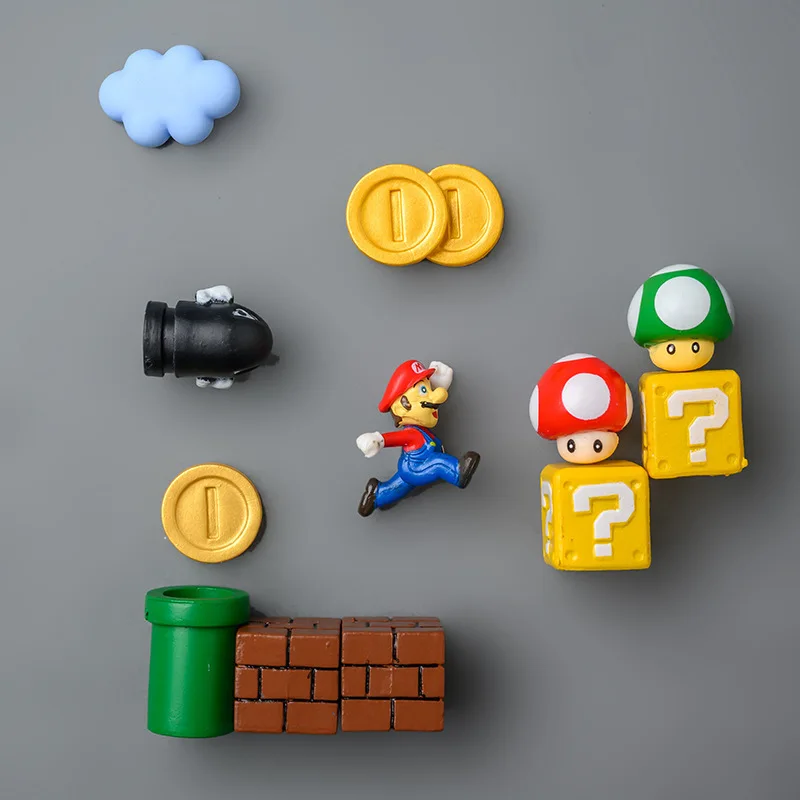 Super Mario Bros Fridge Magnets Anime Refrigerator Magnetic Sticker 3D Doll Magnet Sticker for Message Board Home Decoration