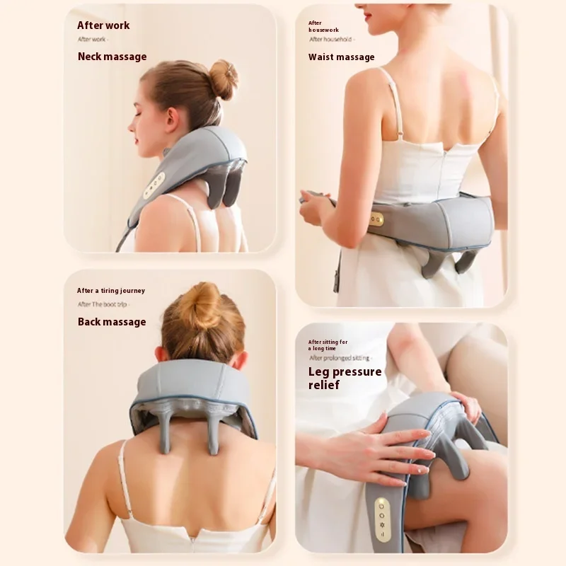 Neck Massager Dredge Kneading Hot Compress Electrical Neck Shoulder Body Massager Heated Kneading back Massage Machine Relieve
