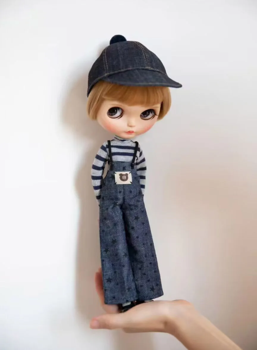

2025 4pcs Casual style Blythe Top/Jumpsuit/Hat/ peaked cap/stocks 1/6 30cm(Fit for azone,Pullip,Ob22/24/26, Licca)